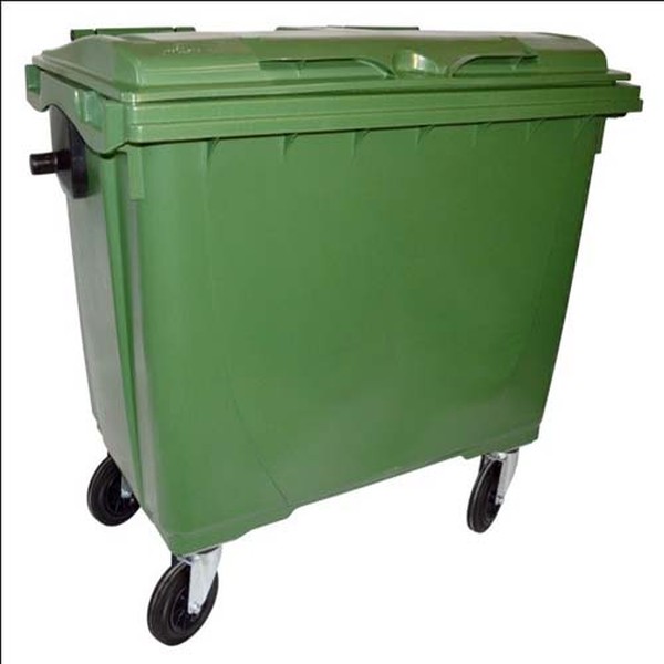 BAC A DECHETS 660L VERT EN PLASTIQUE