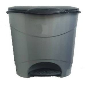 TRASH BIN 12L GRIS NOIR A PEDALE EN PLASTIQUE