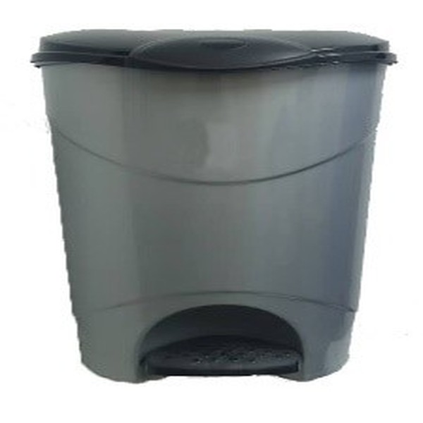 TRASH BIN 12L GRIS NOIR A PEDALE EN PLASTIQUE