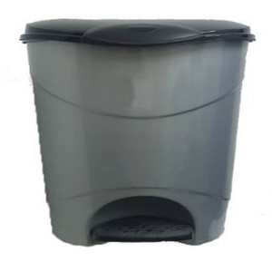 TRASH BIN 30L GRIS NOIR A PEDALE EN PLASTIQUE
